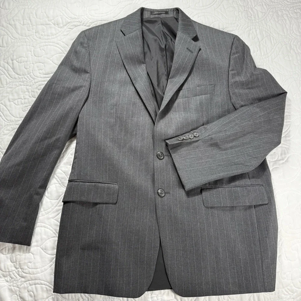 Ralph Lauren Charcoal Pinstripe Wool‎ 2 Button Suit Jacket Blazer Men's 42R EUC